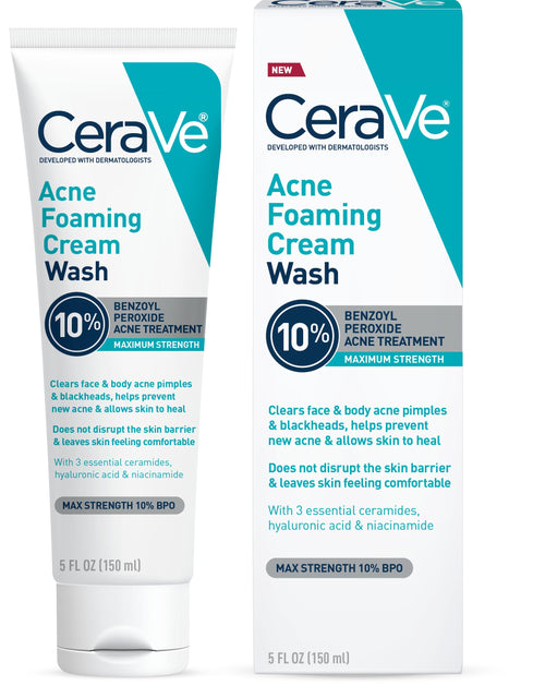 CeraVe Acne Foaming Cream Wash Gentle Face and Body Cleanser